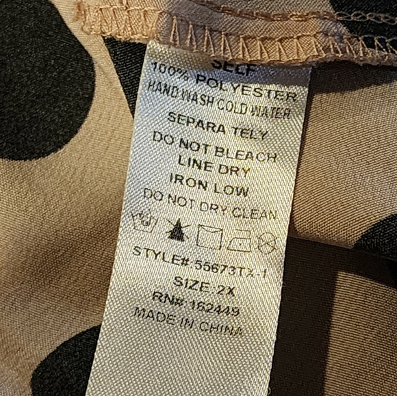 Milk & Honey Pink And Black Polka Dot Ruffle Blouse 2X Puff Sleeve Feminine - Picture 6 of 6